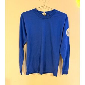 Trader Joe's Blue Graphic Logo Long Sleeve Crew Neck T-Shirt